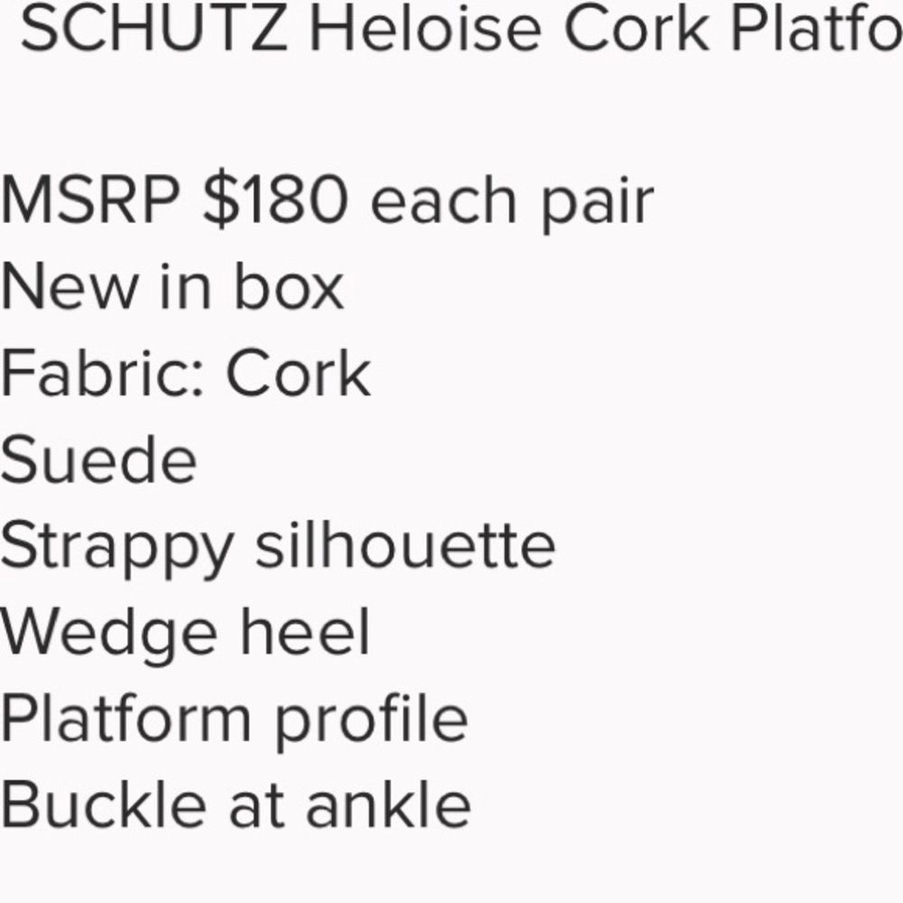 NWT $180 SCHUTZ | Heloise | Suede | Cork Platform Wedges in Black - Picture 10 of 12